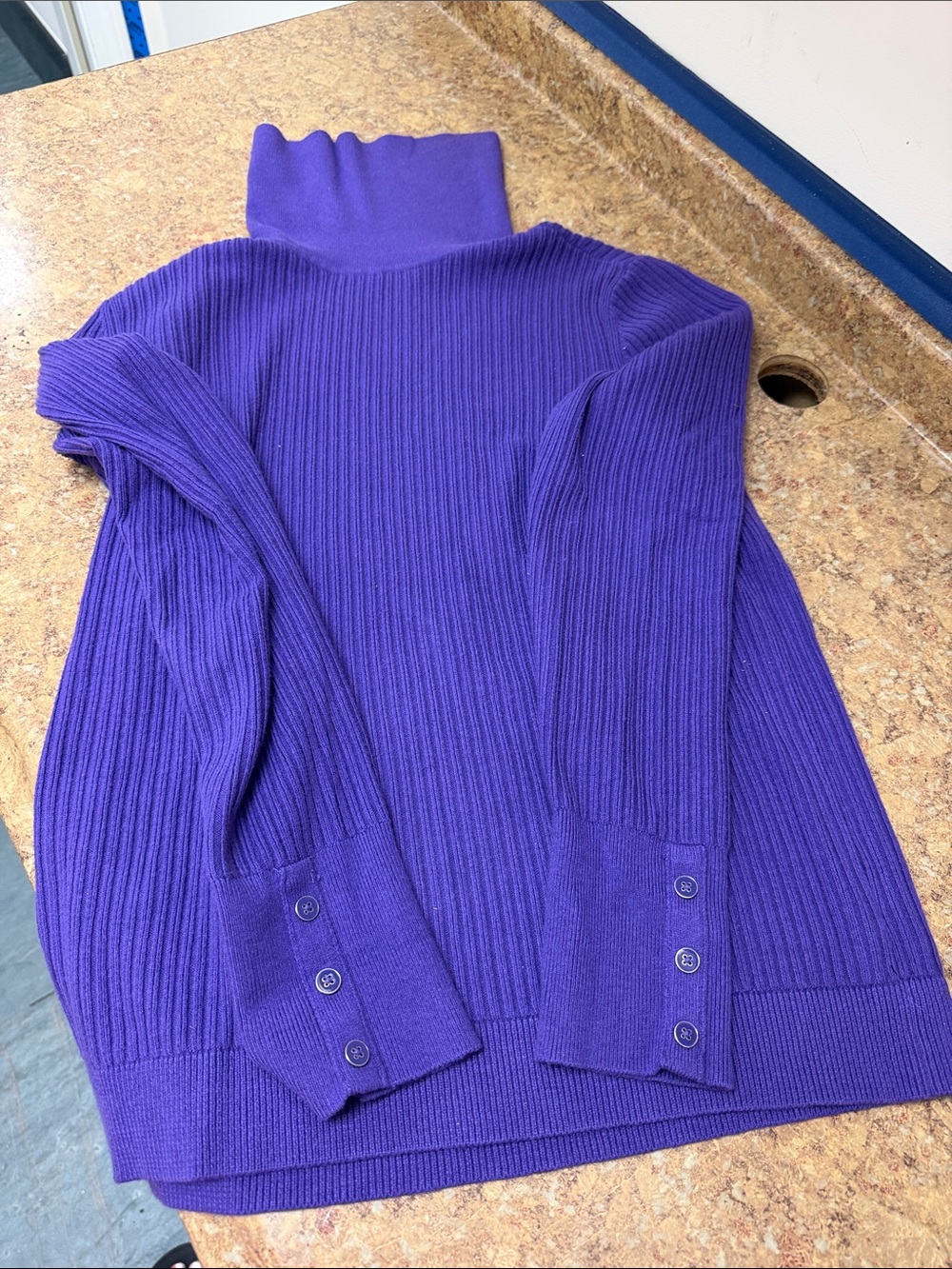Talbots Purple Ribbed Turtleneck Sweater & Cape Set